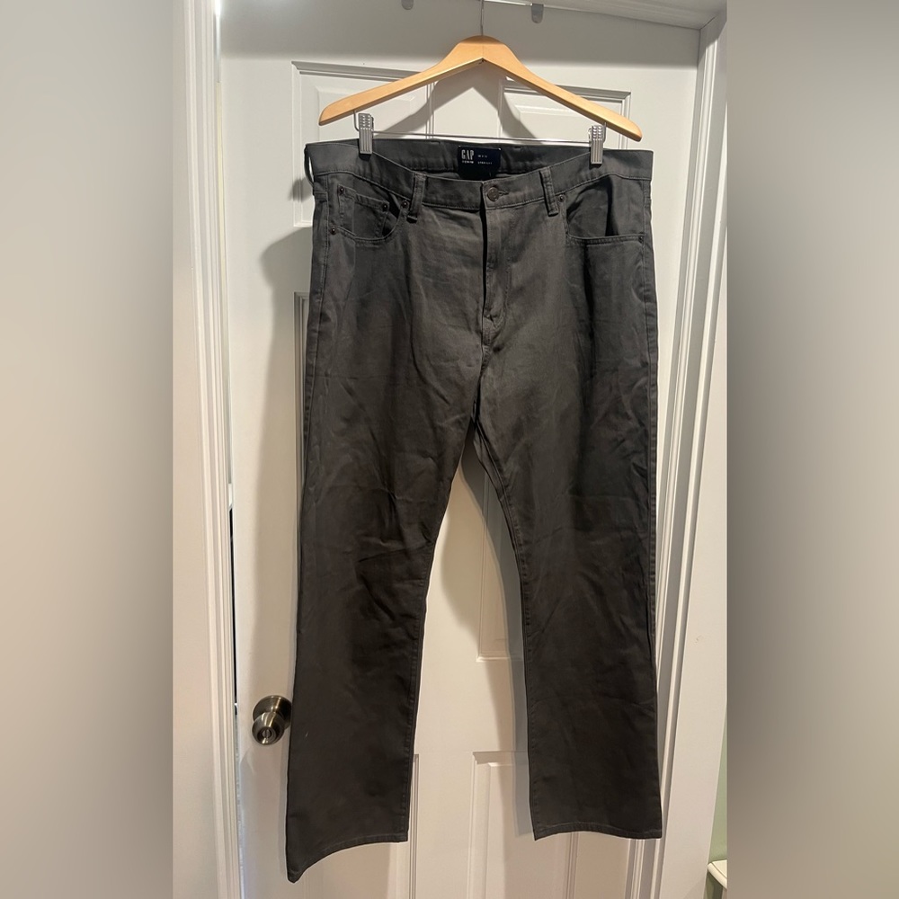 Men’s Gap denim, dark gray jeans.  Straight fit 38×32.